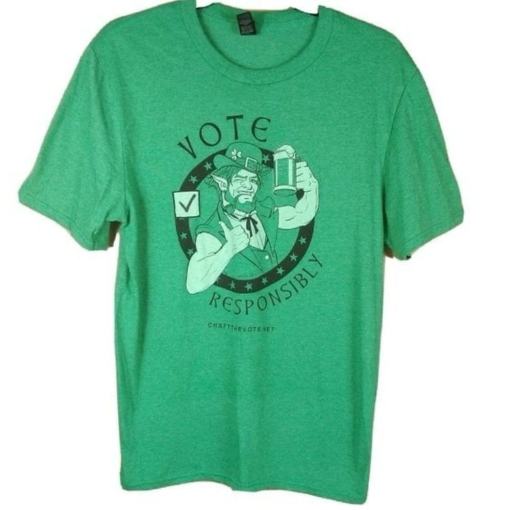 Vote Responsibly Unisex Green Short Sleeve Tee Shirt - Medium